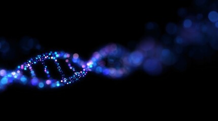 A blue DNA strand with a black background