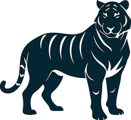 Obraz premium Wild tiger silhouette icon in alert standing posture.
