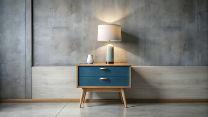 Modern Nightstand with Lamp and Vase Decor