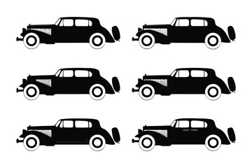 Vintage Car Silhouettes: An elegant arrangement of classic car silhouettes, evoking a sense of nostalgia for a bygone era of automotive design and the allure of historical automobiles.