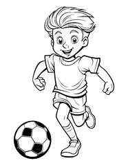 Obraz premium boy playing soccer coloring pages
