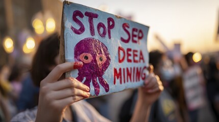 Environmental protest with a focus on stopping deep sea mining activities