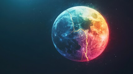 Obraz premium Fractured planet with cosmic event space background science fiction art.