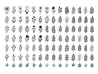 Flowers Collection of Delicate Floral Silhouettes vector pack 