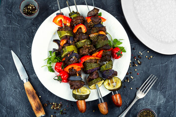 Skewers with meat.