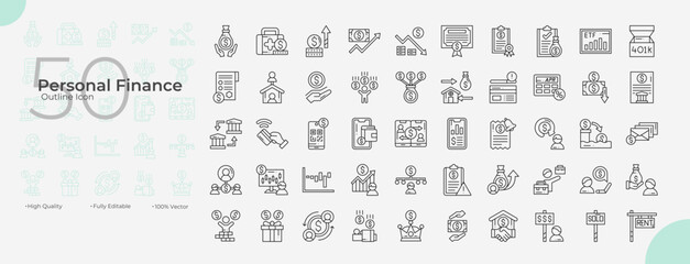 Personal Finance Line Editable Icons set. Vector illustration in modern thin line style of medical icons: personal, finance, management, etc