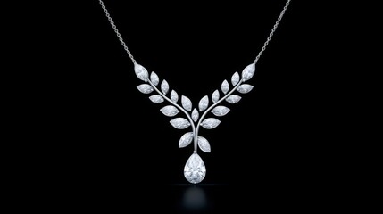 Fototapeta premium A necklace with a large diamond pendant and a leaf design