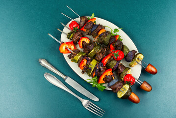 Roasted meat skewers.