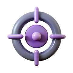3d icon of a purple and gray target icon isolated on white background