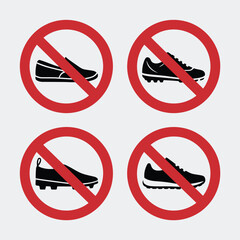 Prohibited Shoes Signs Set