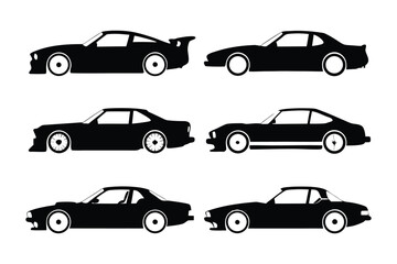 Fototapeta premium Automotive Silhouette: This image showcases a collection of sleek and powerful automotive silhouettes, highlighting the design of each vehicle against a plain background. 