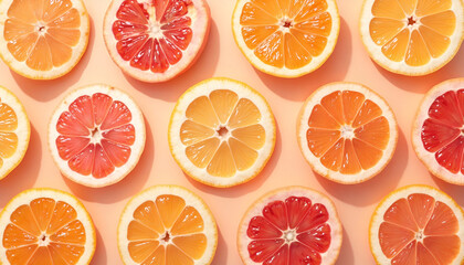 Minimalist Citrus Pattern on Pastel Background