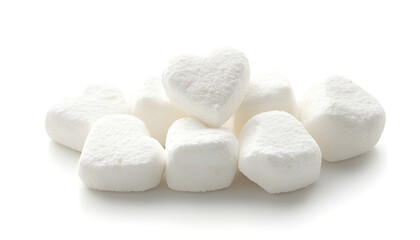 sweet heart shape of marshmallow isolated on white background.