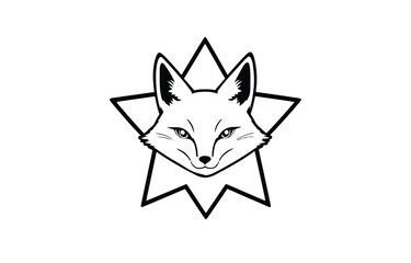 "Geometric Fox Head Line Art – Minimal Bold Animal Emblem Design"
