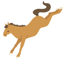 着地する馬のイラスト_輪郭線無し