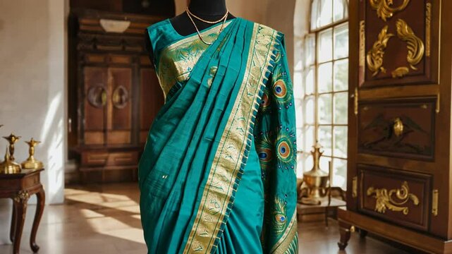 green paithani saree from maharashtra indian attire video