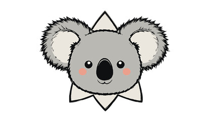 Cute Koala Face Cartoon Illustration With Star Background Design