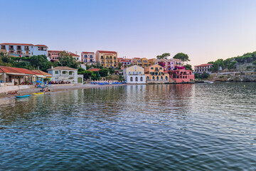 Obraz premium Panoramic view over Assos, the most charming village in Kefalonia island, Greece