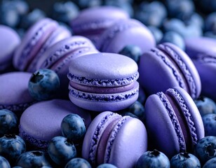 블루베리 마카롱 클로즈업 디테일 Close-Up Detail of Blueberry Macarons
