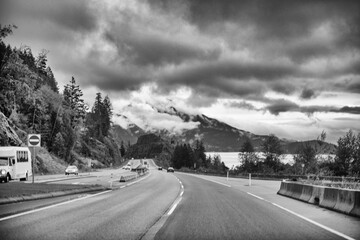 Vancouver, Canada - August 13, 2017: Road to Vancouver with traffic