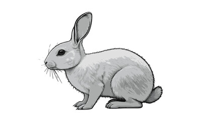  Rabbit Illustration | Side View Bunny Drawing with Detailed Fur Texture
