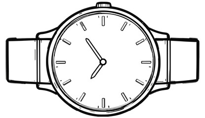 "Minimal Wristwatch Vector – One-Line Outline on White Background"