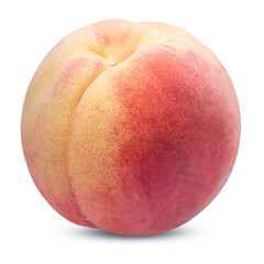 Hakuho pink Peach on white background, Peach premium fruit isolate on white with clipping path.