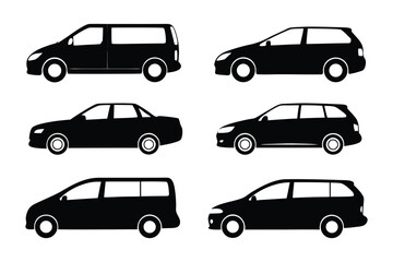 Naklejka premium Transportation Silhouettes: A striking array of sleek black transportation silhouettes, a perfect graphic resource for various design projects