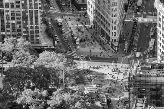 Aerial View of Midtown Manhattan Skyscrapers, Flatiron Buildings area