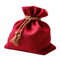 Decorative red fabric bag with tassels ideal for gift wrapping or festive occasions