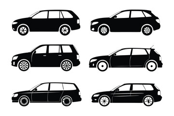 Automotive silhouettes: An array of various car silhouettes, each representing different vehicle models and styles