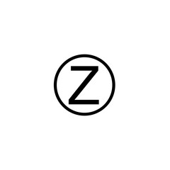 This image shows a bold, black capital letter "Z" centered inside a black square border on a plain white background. The design is simple and minimalist.

