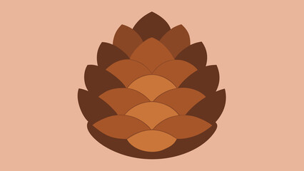 Stylized brown pine cone design against peach background for decorative use