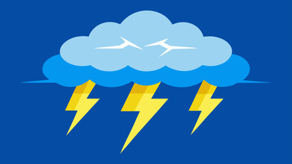 Stylized illustration of stormy weather with lightning and a dark blue background