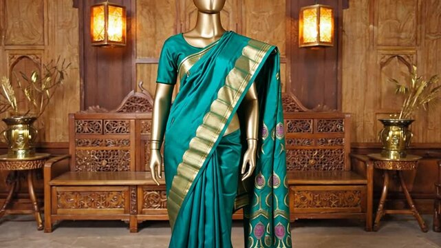 green paithani saree from maharashtra indian attire video