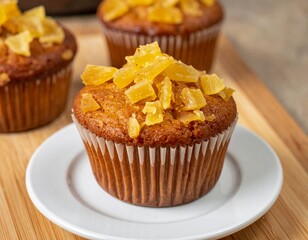 건파인애플 머핀 클로즈업 Close-Up of Dried Pineapple Muffin