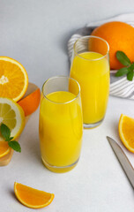 orange juice in glasses