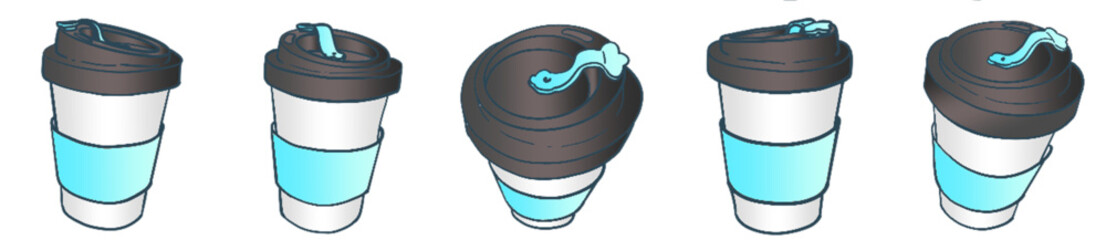 Blue Cozy Takeaway Coffee Cups with Modern Minimalist Design for Relaxing Morning Vibes