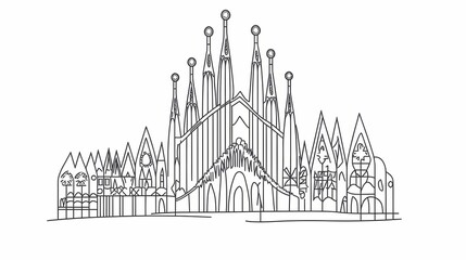 Naklejka premium Outline drawing of sagrada familia basilica.