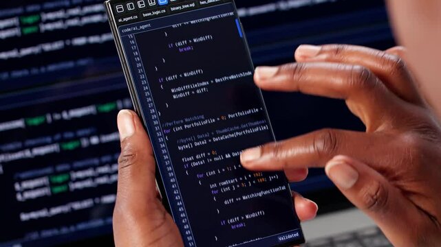 Programmer Writing Code On Laptop And Phone