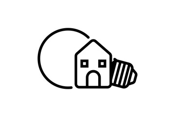 House line icon illustration with light bulb. suitable for house idea icon. icon related to real estate. Simple vector design editable. Pixel perfect
