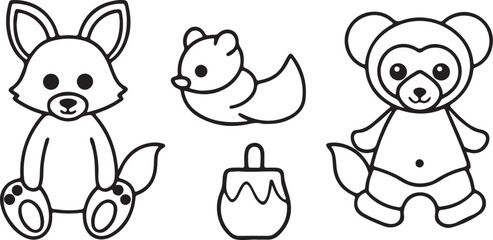 A colorful cartoon vector illustration set of funny Easter bunny characters and other animals