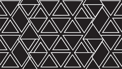 Black and white geometric seamless vector pattern with abstract triangles for textile design