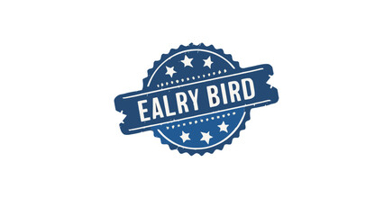Obraz premium Early Bird Icon – Blue Vintage Stamp Style Badge for Promotions and Events