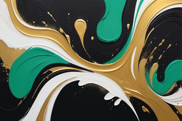 Abstract black, gold oil acrylic painting background wallpaper backdrop.