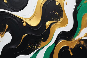 Abstract black, gold oil acrylic painting background wallpaper backdrop.