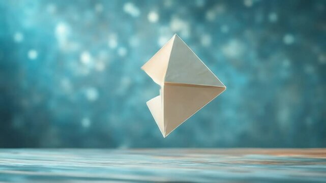Floating origami fortune teller on icy surface