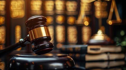 Close-Up of Judge’s Gavel and Justice Scales – Law and Order Concept