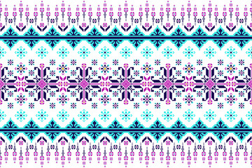 Geometric pixelated Arabic patterns on the fabric reflect the ornate and ethnicity,grid floral,pixel colourful, backgrounds, seamless grid design for carpet,textile,textured,wallpaper,print,decorate 