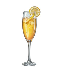 Elegant Lemon Champagne Drink with Ice and Lemon Slice